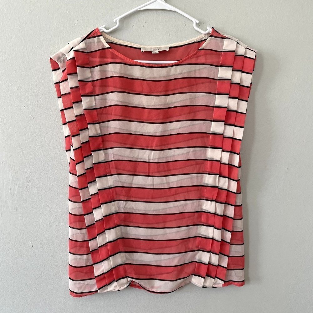LOFT orange cream short sleeved lightweight summer top women size small